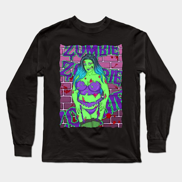 ZOMBIE GIRL Long Sleeve T-Shirt by VixxxenDigitalDesign